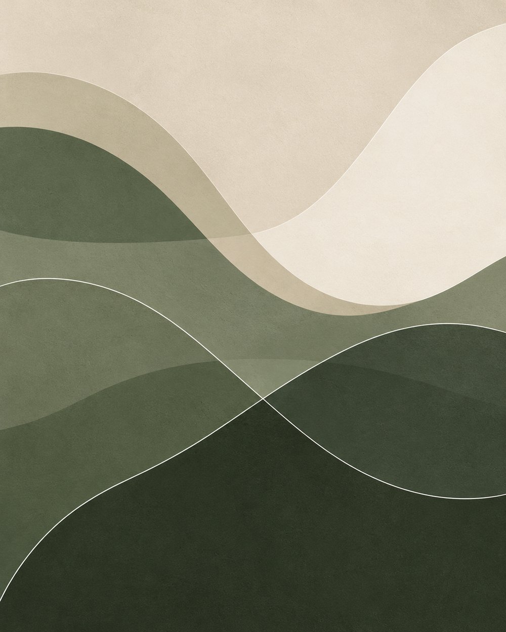 Abstrakt illustrasjon av grønne og beige bølger